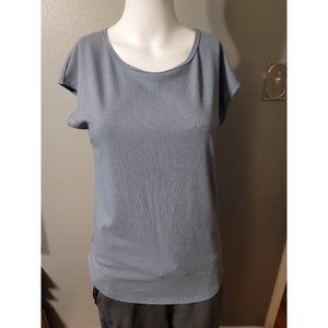 Rebel Society Blue Ribbed Short Sleeve Blouse Size XS